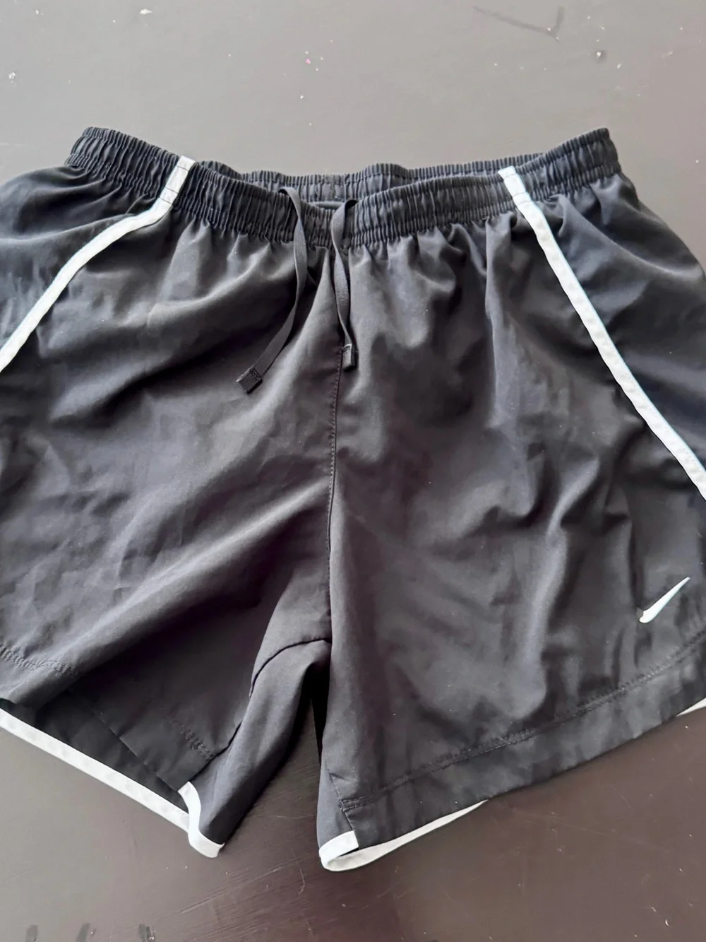 Nike Black Athletic Shorts with White Piping
